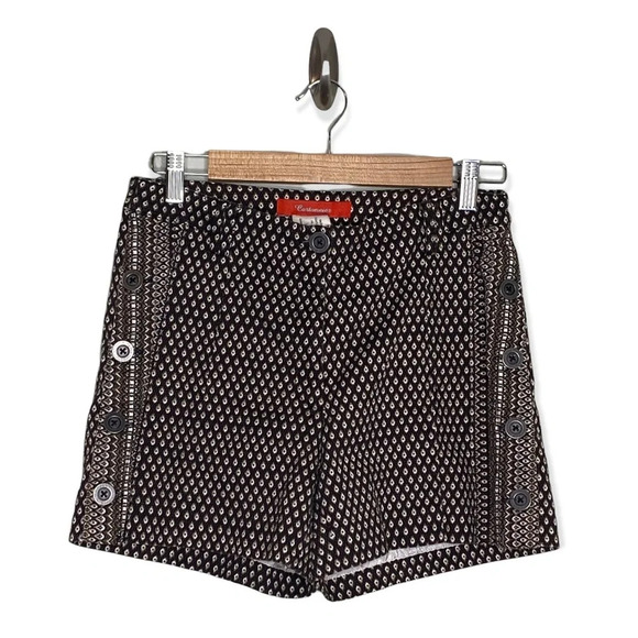 Anthropologie Cartonnier Brown High Rise Side Button Ikat Shorts Size 4 - Picture 2 of 11